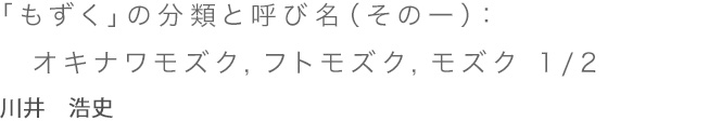 「もずく」の分類と呼び名（その一）：オキナワモズク，フトモズク，モズク　 1/2 