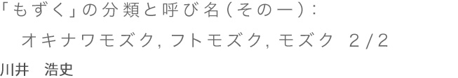 「もずく」の分類と呼び名（その一）：オキナワモズク，フトモズク，モズク 1/2 